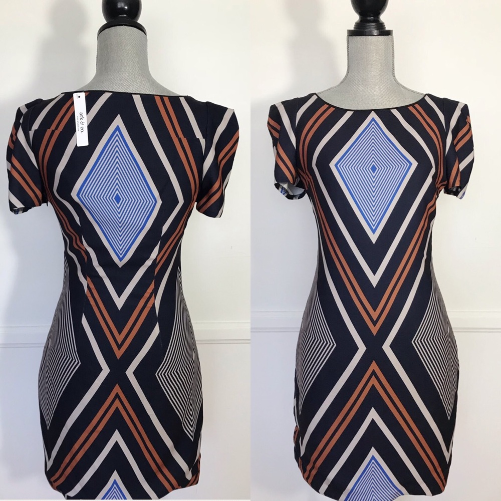 ARK & CO Geometric Retro Dress NWT XS/S